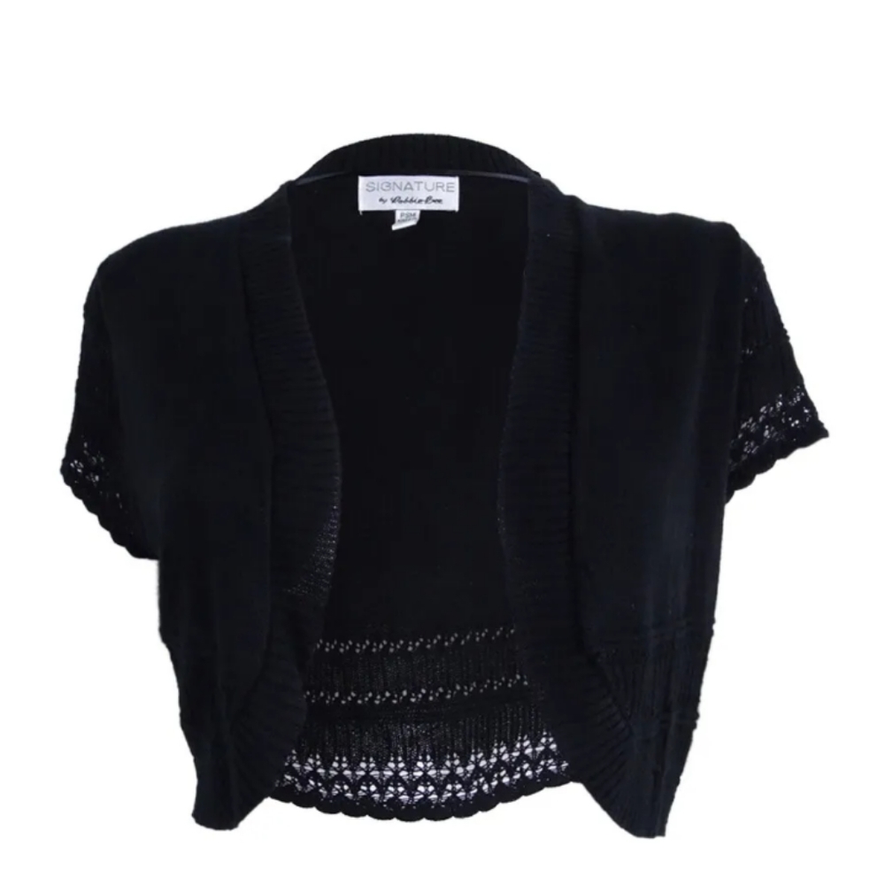Signature by Robbie Bee Women's Short-Sleeve Open Front Cardigan 2×